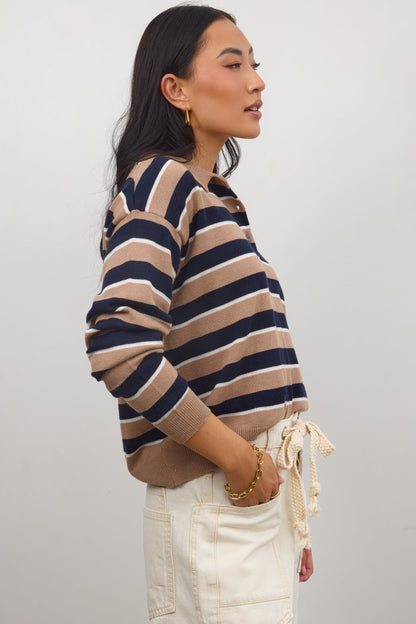 Morgan Striped Sweater in Taupe