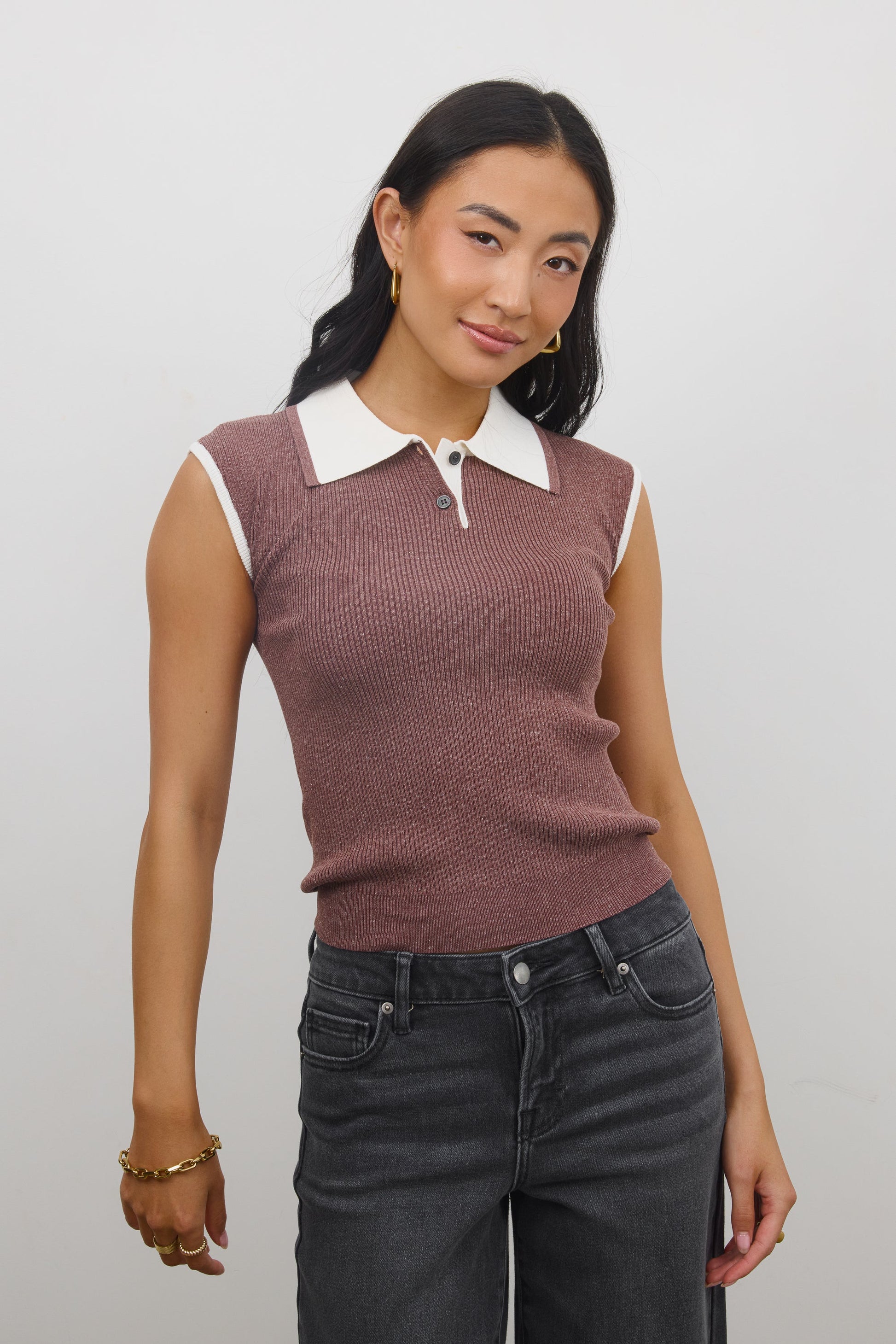 Becca Ribbed Top in Plum