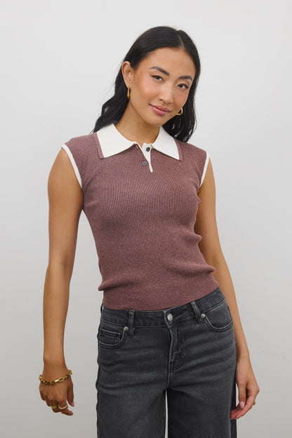 Becca Ribbed Top in Plum