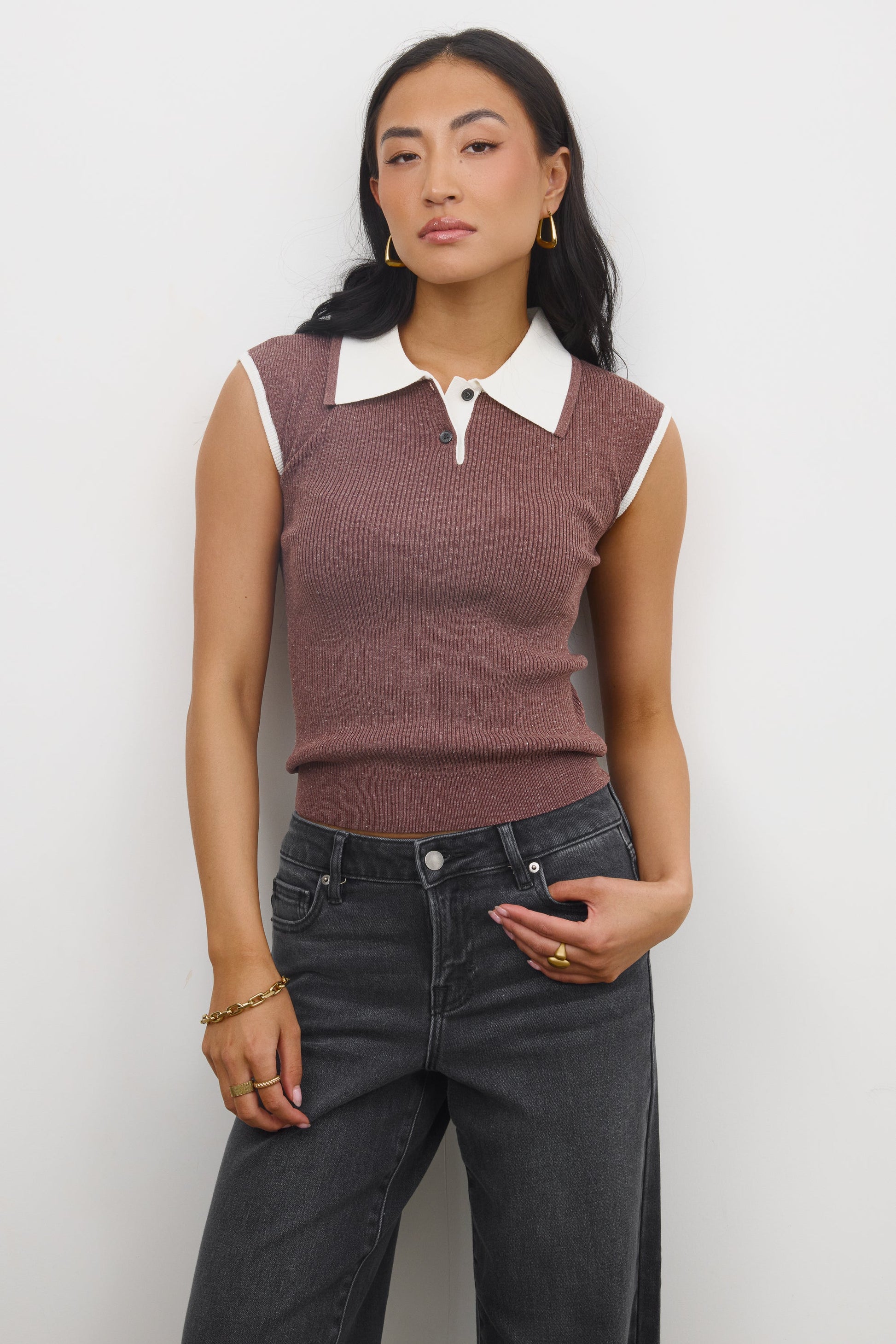 Becca Ribbed Top in Plum