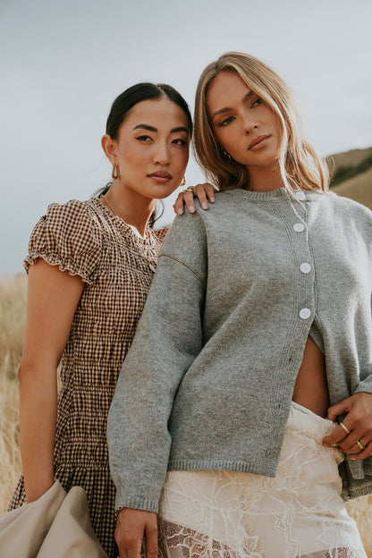 Kaia Knit Cardigan in Heather Grey