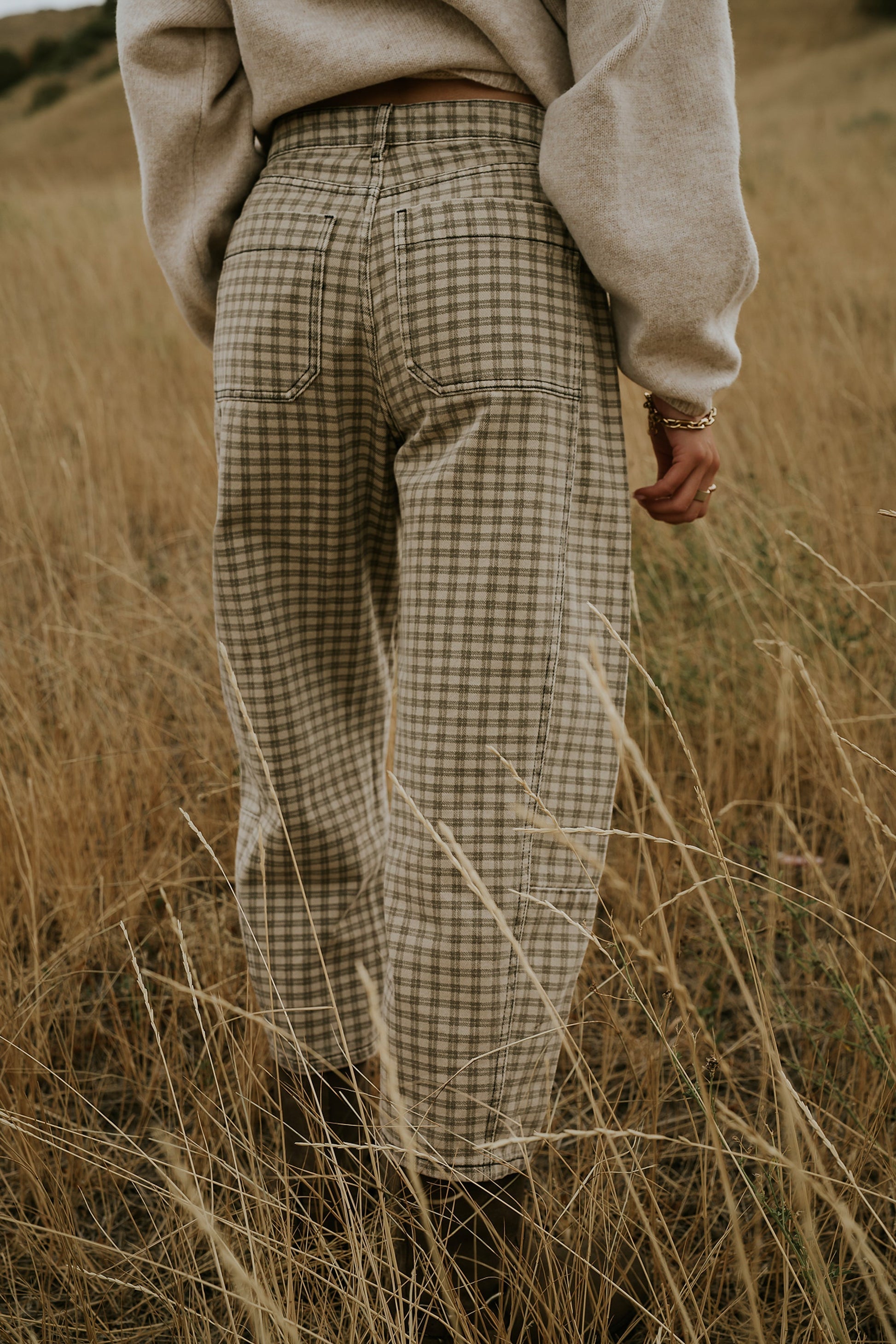 Nala Plaid Barrel Jeans - FINAL SALE