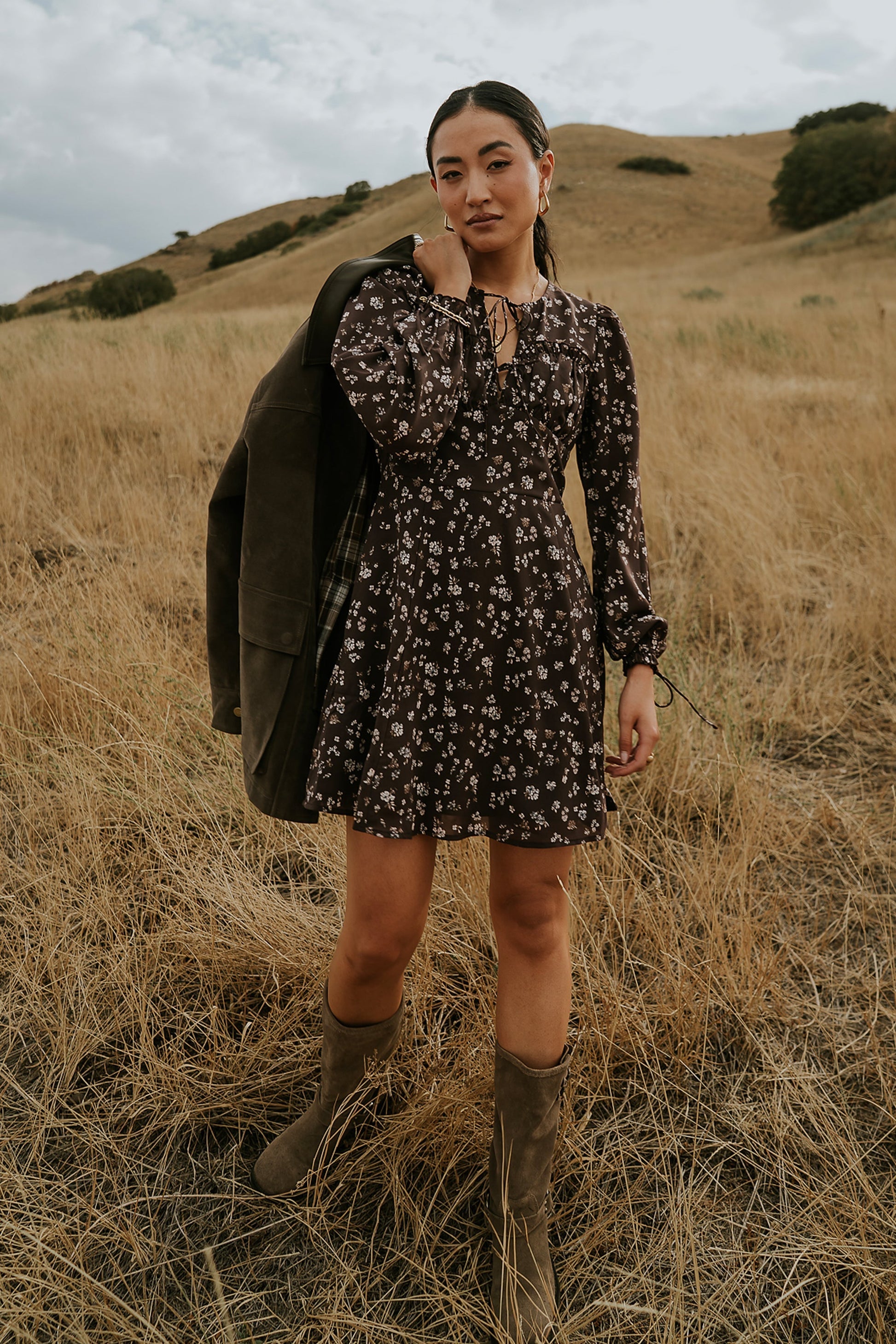 Myles Floral Mini Dress in Burgundy - FINAL SALE