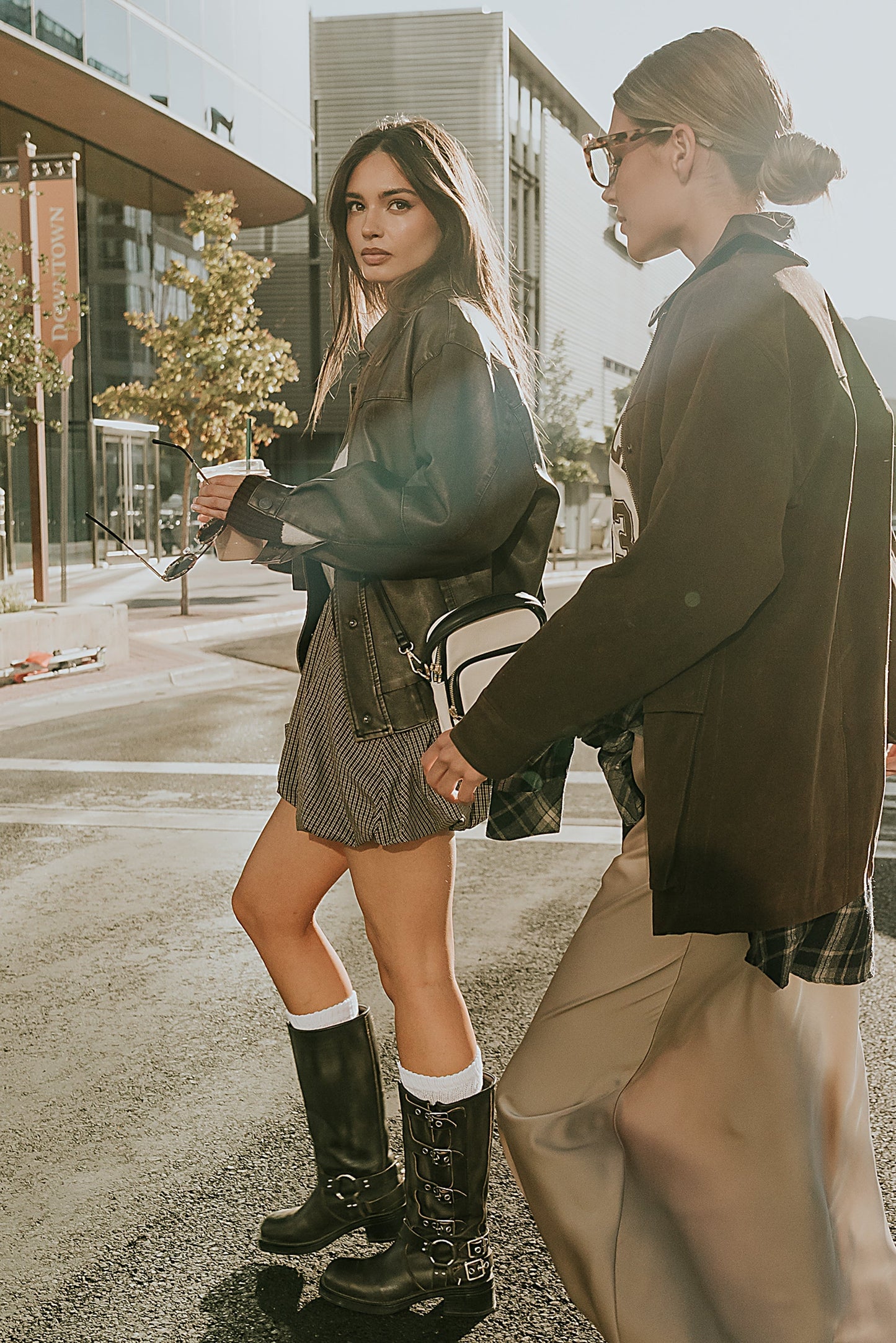 Carly Vegan Leather Jacket in Brown - FINAL SALE
