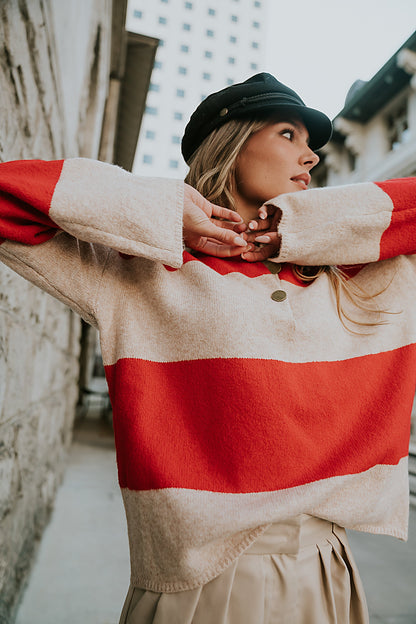 Kenzie Striped Sweater in Red - FINAL SALE