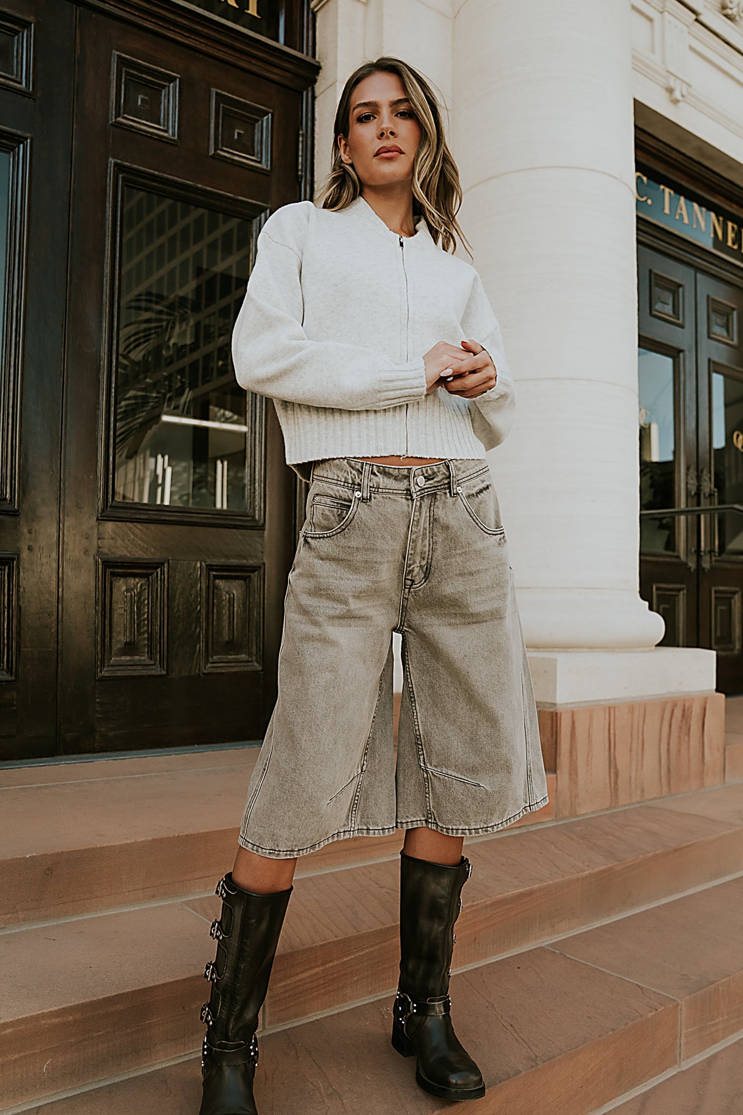 Kelly Knit Bomber Jacket in Grey - FINAL SALE