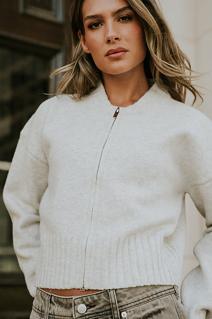 Kelly Knit Bomber Jacket in Grey - FINAL SALE