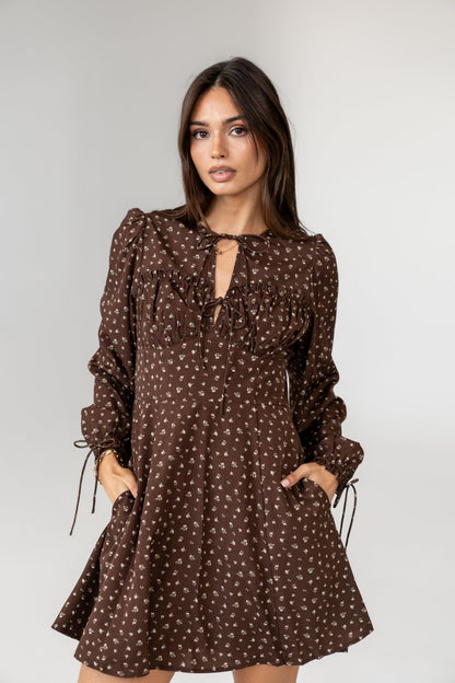 Myles Floral Mini Dress in Burgundy - FINAL SALE