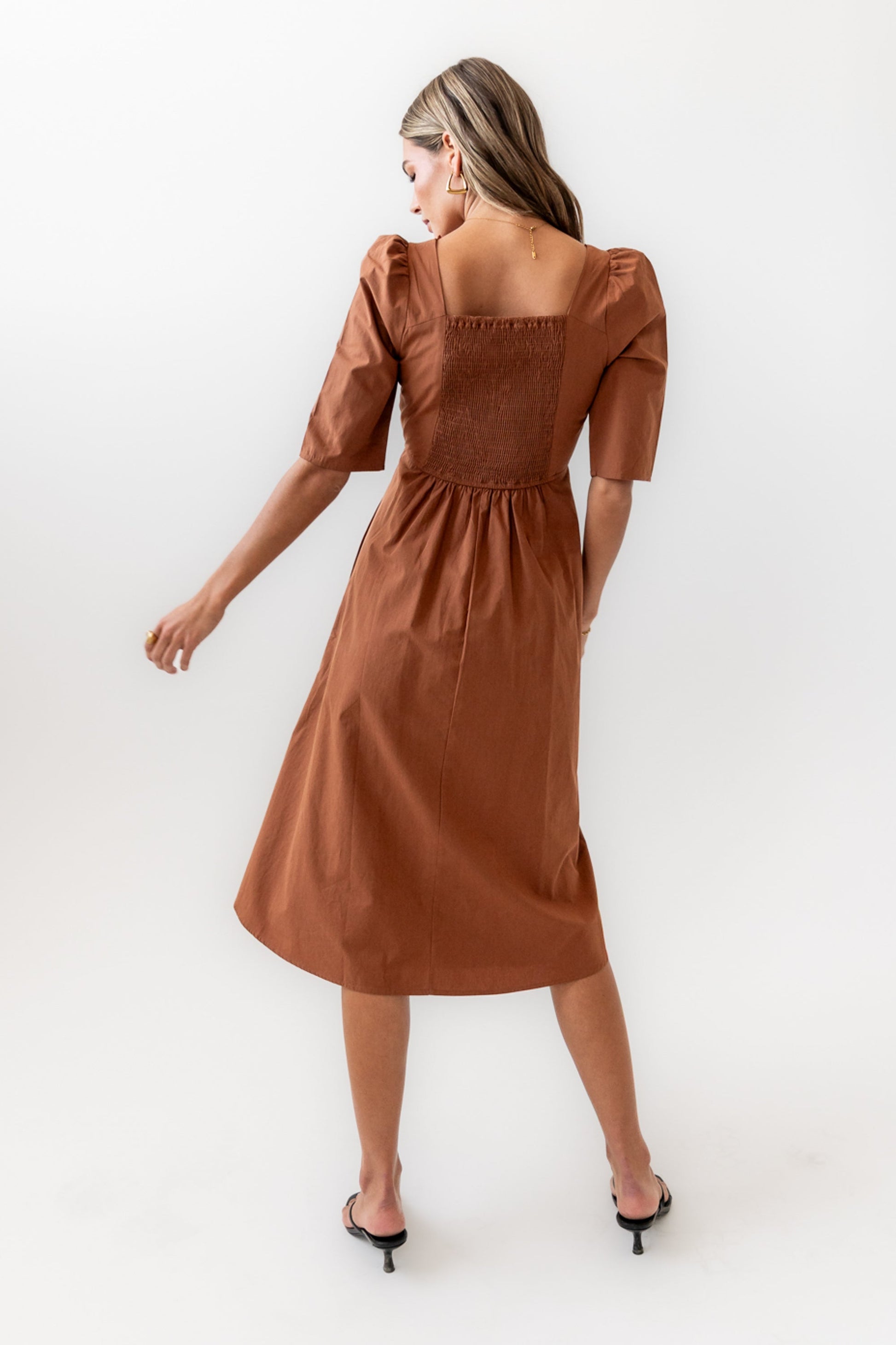 Paisley Smocked Midi Dress in Rust - FINAL SALE