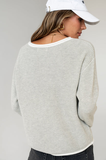 Mandy Contrast Sweater in Grey - FINAL SALE
