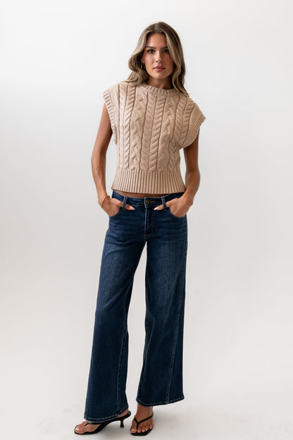 Lennie Cable Knit Top in Taupe - FINAL SALE