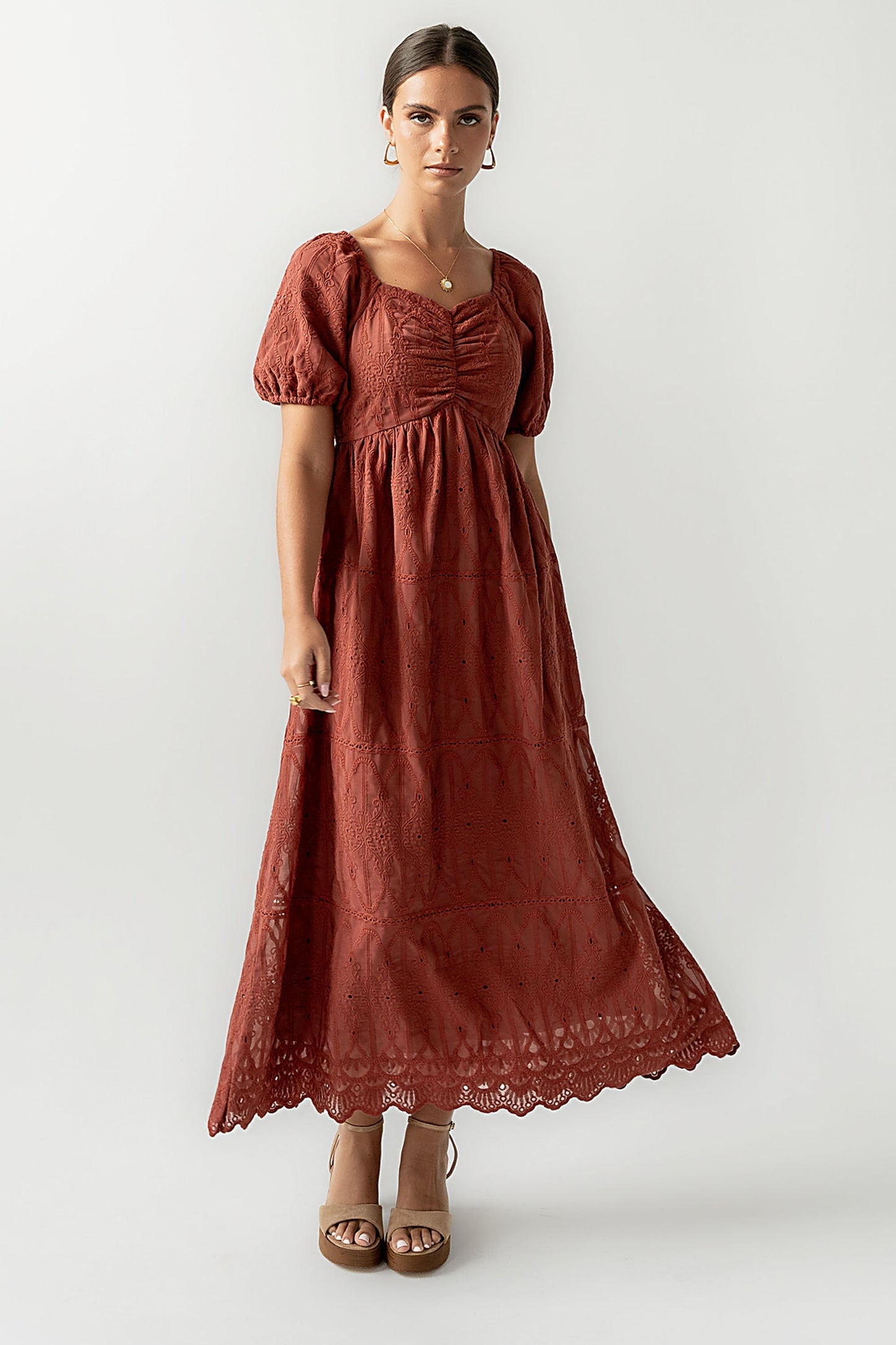 Luca Embroidered Maxi Dress in Dark Berry - FINAL SALE