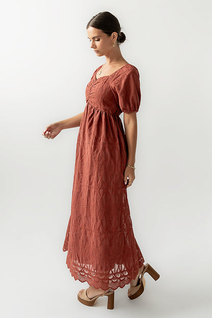 Luca Embroidered Maxi Dress in Dark Berry - FINAL SALE