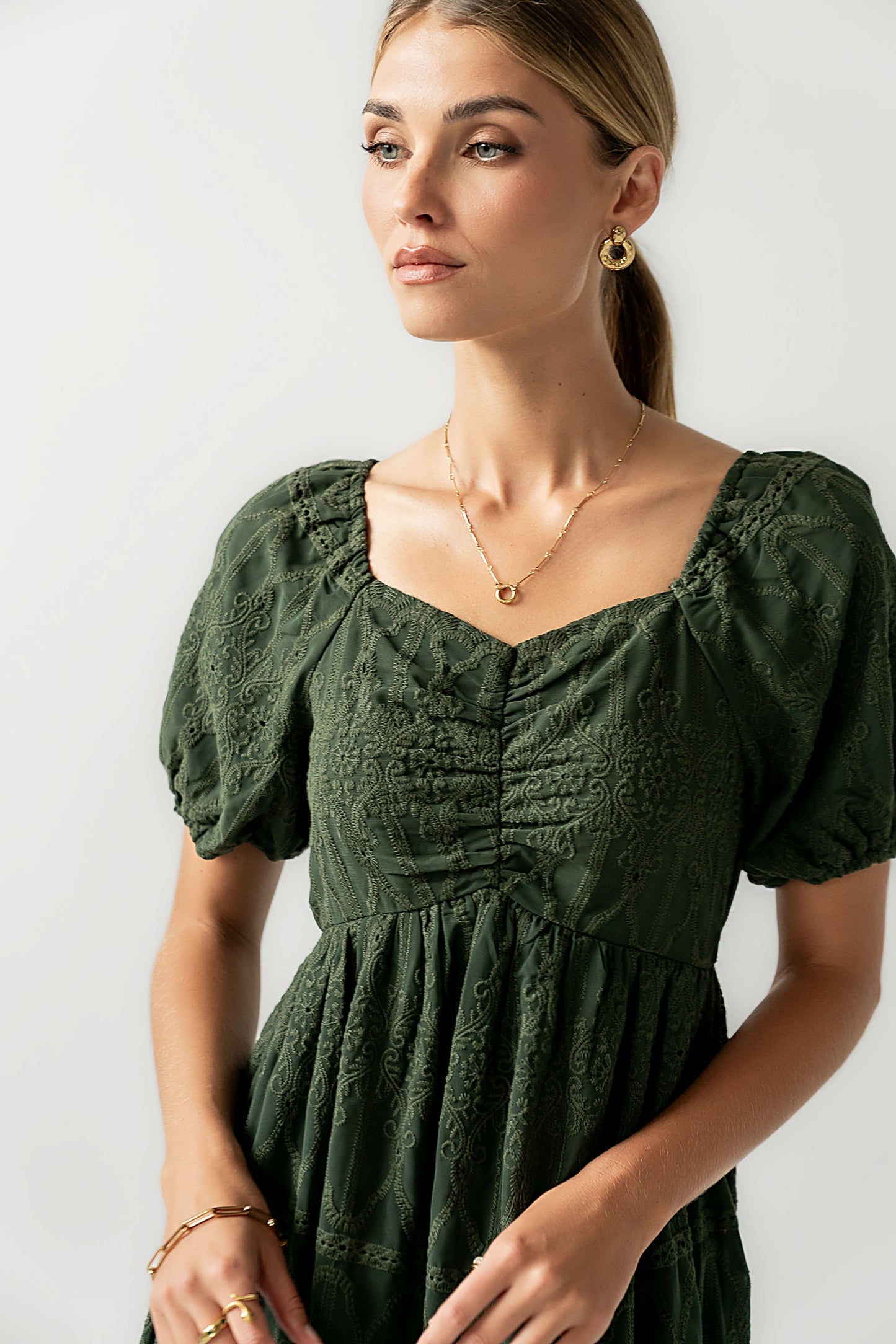 Luca Embroidered Maxi Dress in Hunter Green - FINAL SALE