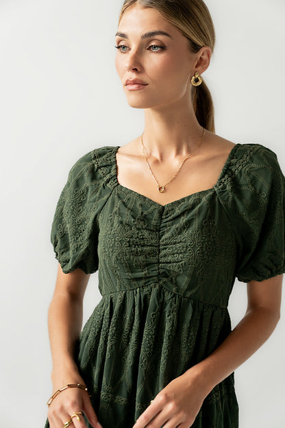 Luca Embroidered Maxi Dress in Hunter Green - FINAL SALE