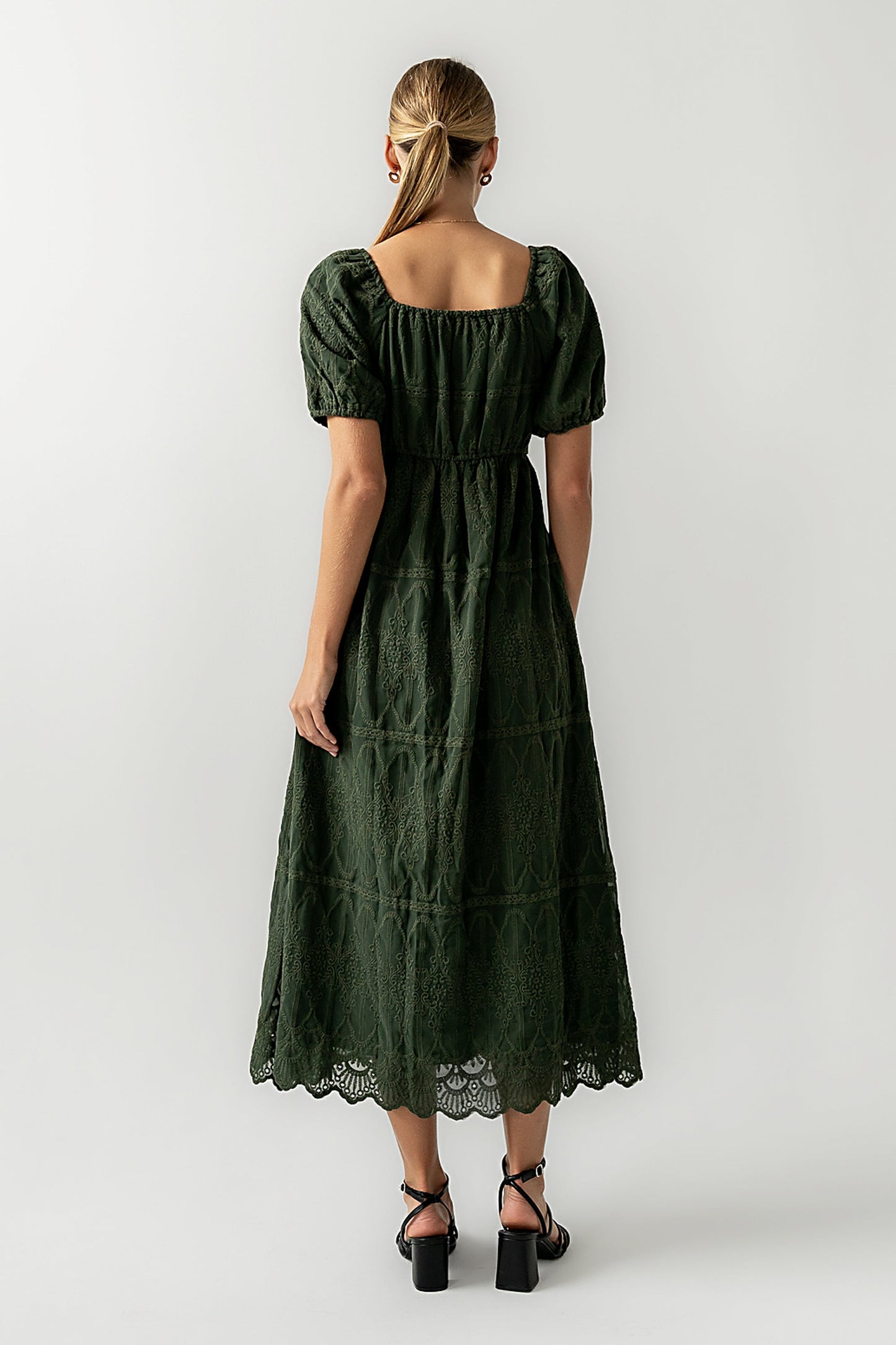 Luca Embroidered Maxi Dress in Hunter Green - FINAL SALE
