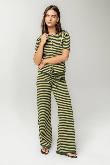 Ireland Striped Wide Leg Pants in Green - FINAL SALE