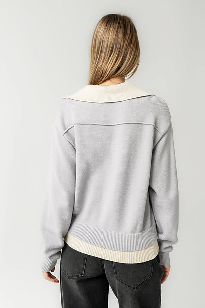 Pattie Collared Sweater in Blue