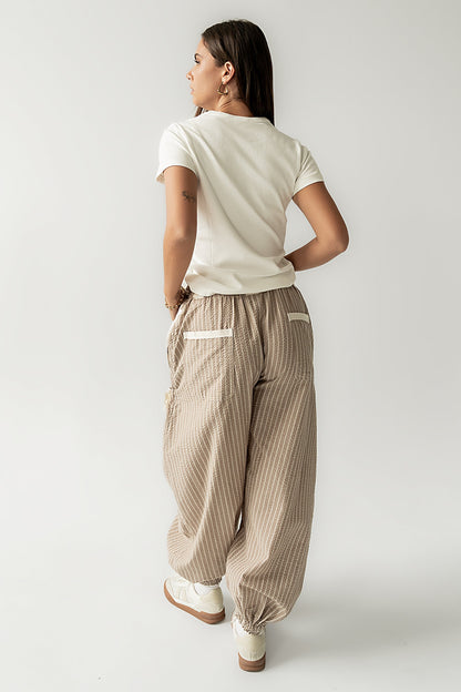 Emory Striped Baggy Pants in Mocha - FINAL SALE