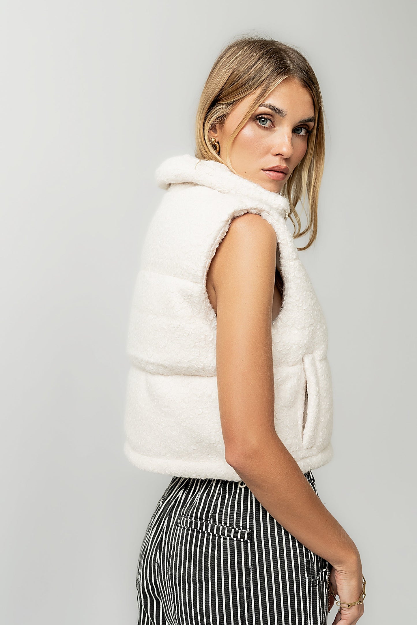 Nolan Puffer Vest in Ivory - FINAL SALE