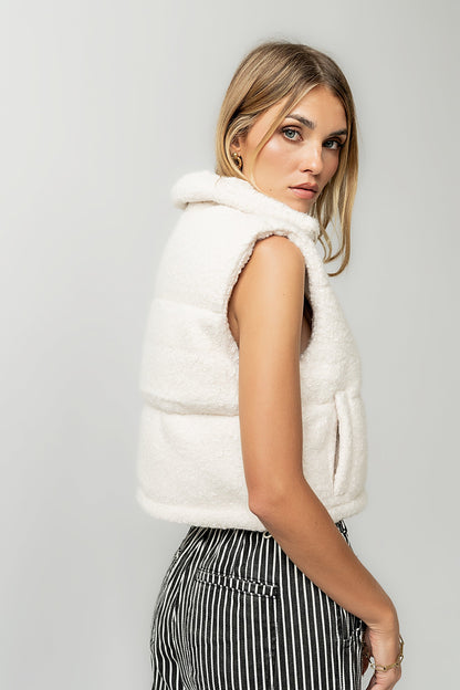 Nolan Puffer Vest in Ivory - FINAL SALE