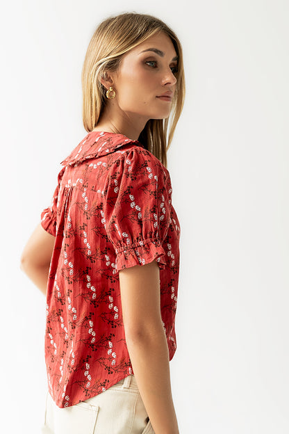 Nelly Floral Blouse in Red - FINAL SALE