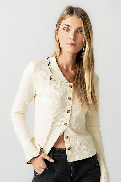 Jazmine Contrast Top in Cream