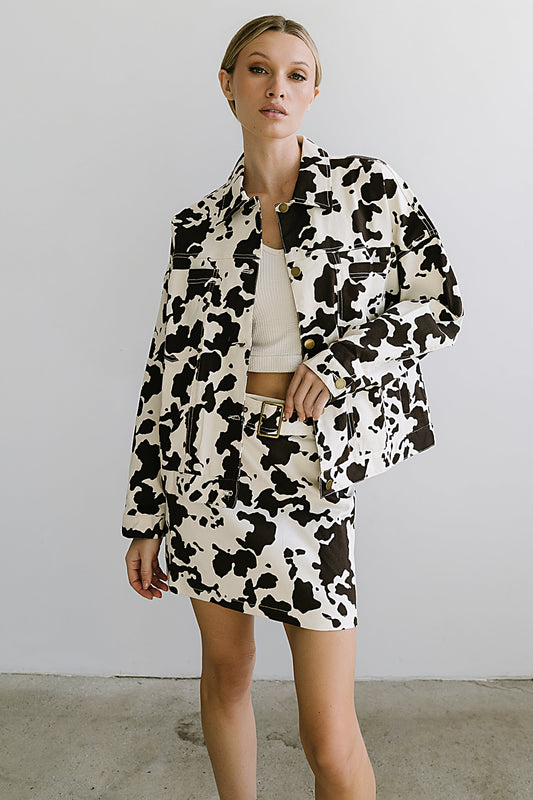 Tasha Cow Print Mini Skirt