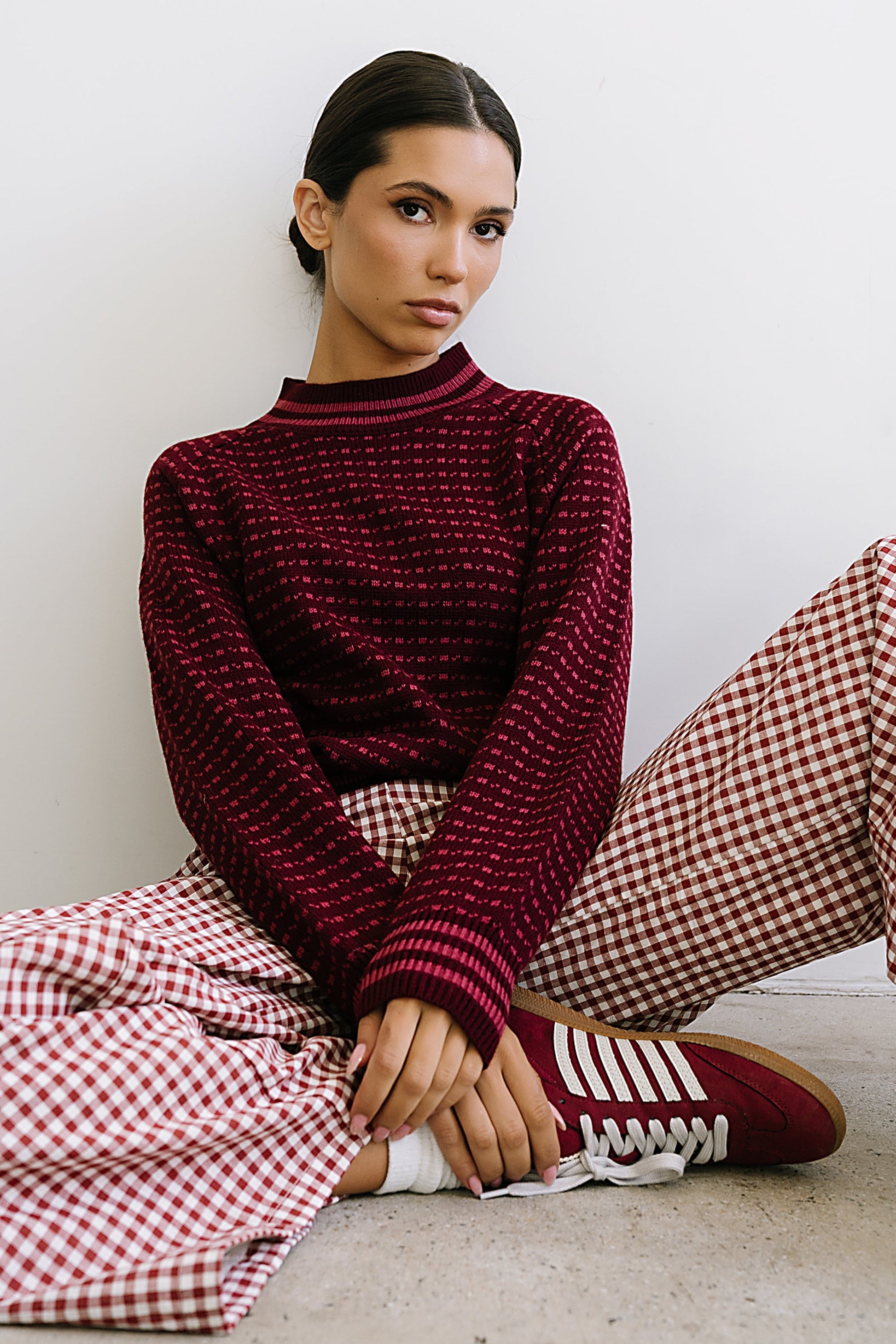 Monroe Knit Sweater in Burgundy - FINAL SALE