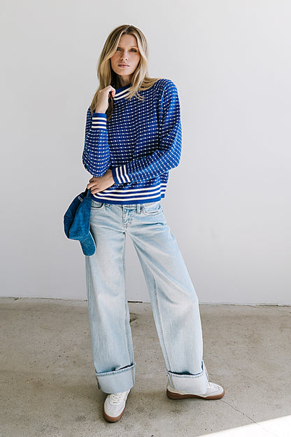 Monroe Knit Sweater in Blue - FINAL SALE