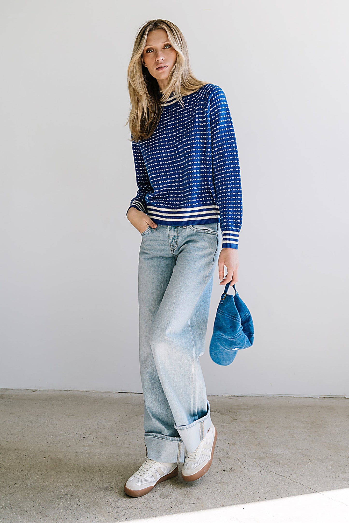 Monroe Knit Sweater in Blue - FINAL SALE