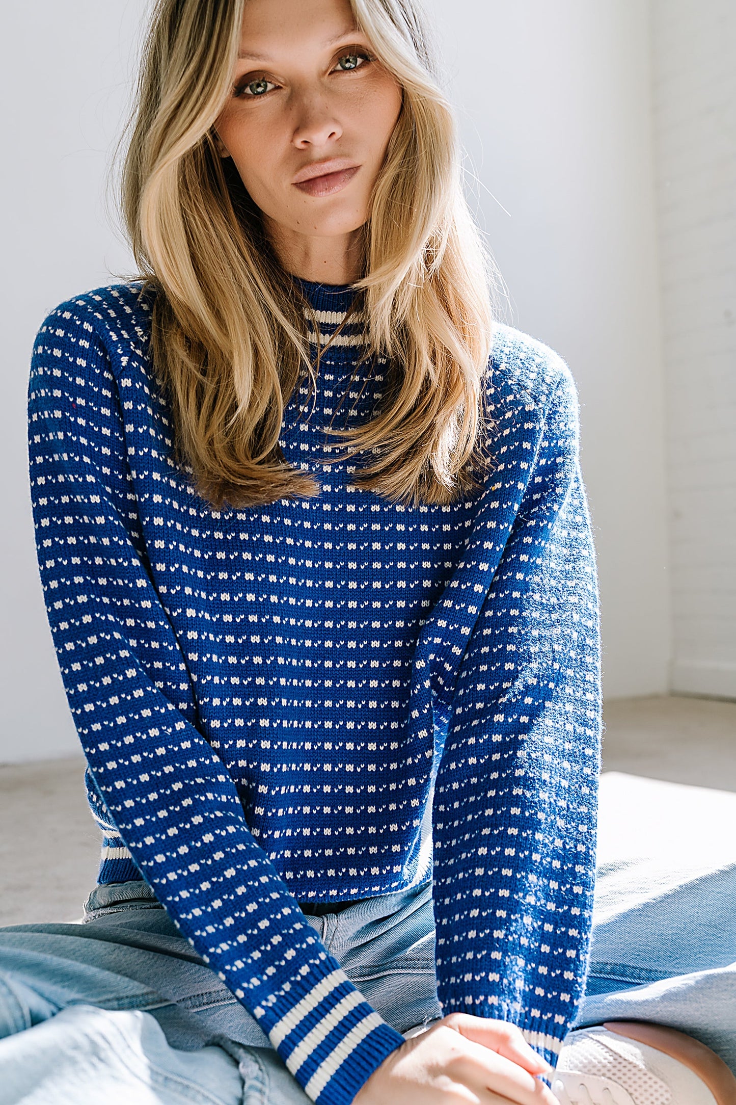Monroe Knit Sweater in Blue - FINAL SALE