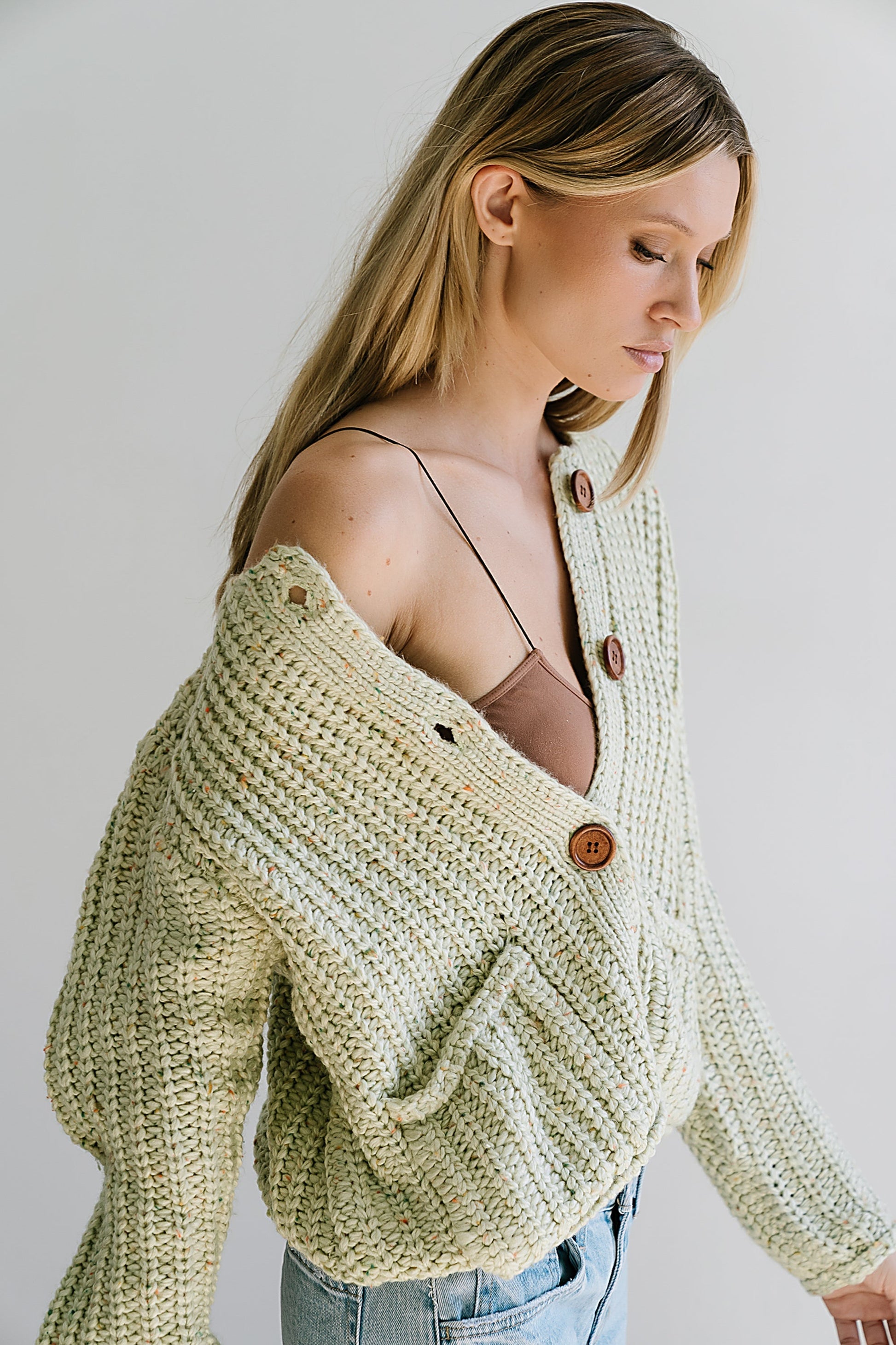 Holland Chunky Knit Cardigan in Sage - FINAL SALE