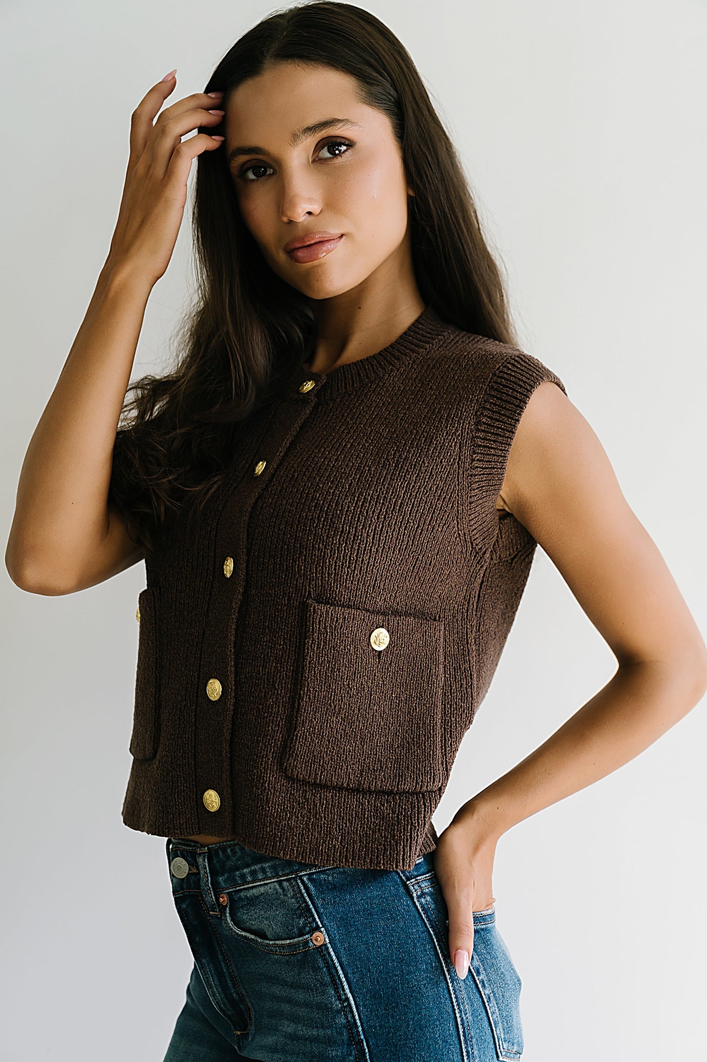 Brooks Knit Vest in Brown - FINAL SALE