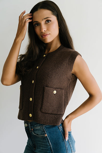 Brooks Knit Vest in Brown - FINAL SALE