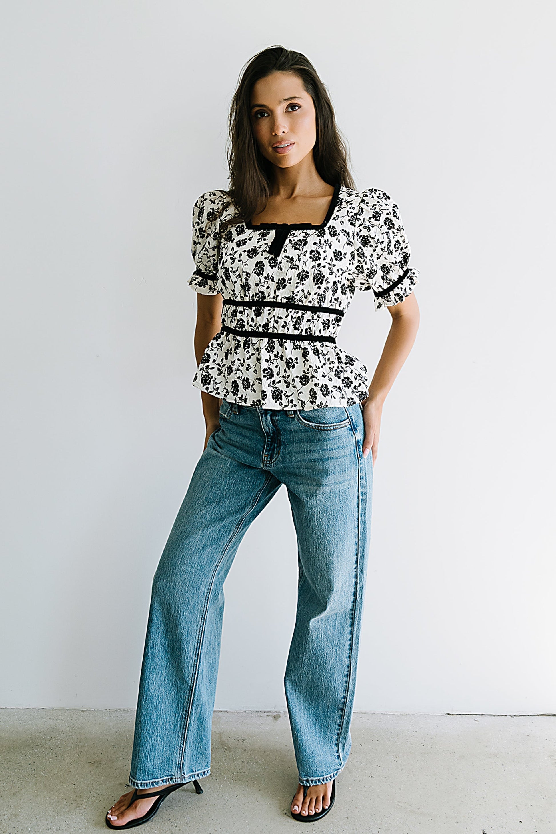 Tallie Floral Blouse in Cream - FINAL SALE