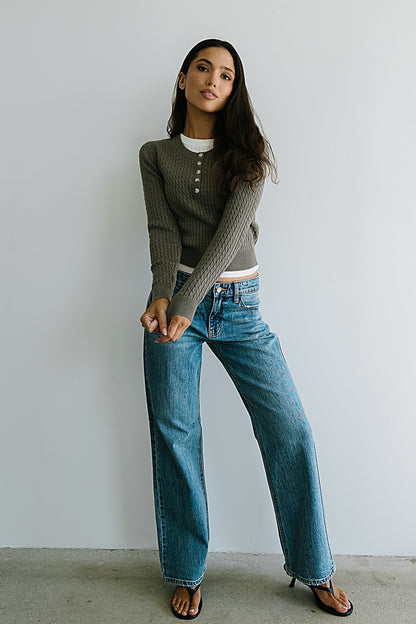 Bruce Double Layer Sweater in Taupe - FINAL SALE