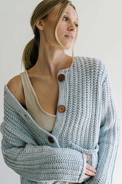 Holland Chunky Knit Cardigan in Blue - FINAL SALE