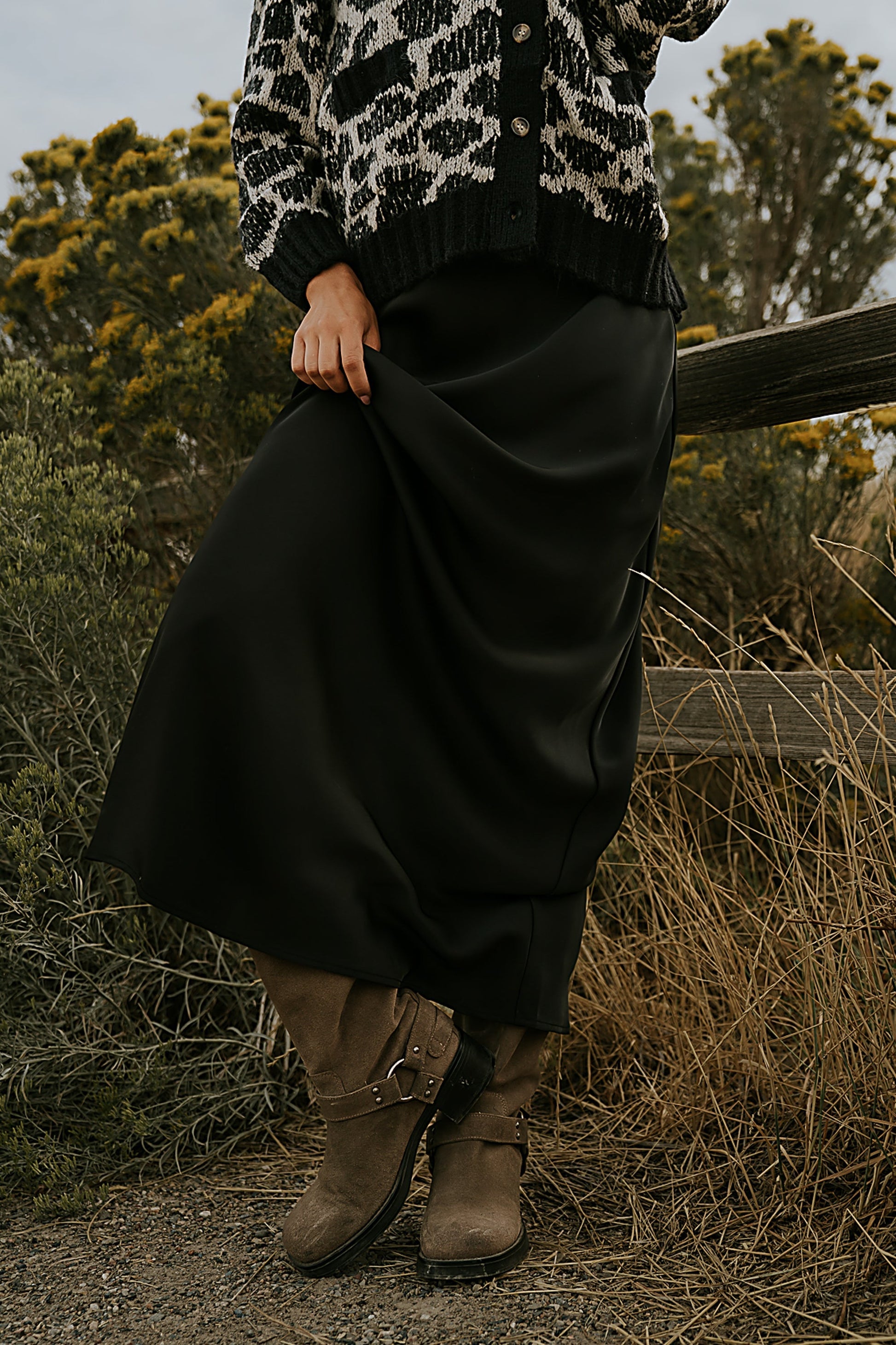 Robbin Satin Maxi Skirt in Black - FINAL SALE