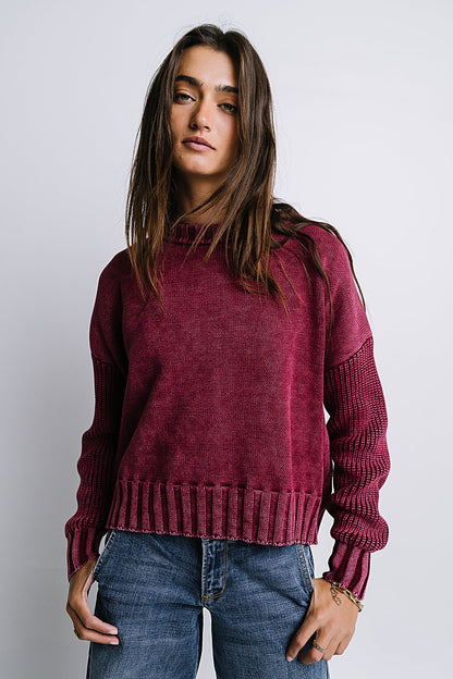 Payton Knit Sweater in Burgundy - FINAL SALE