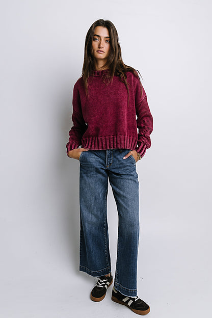 Payton Knit Sweater in Burgundy - FINAL SALE