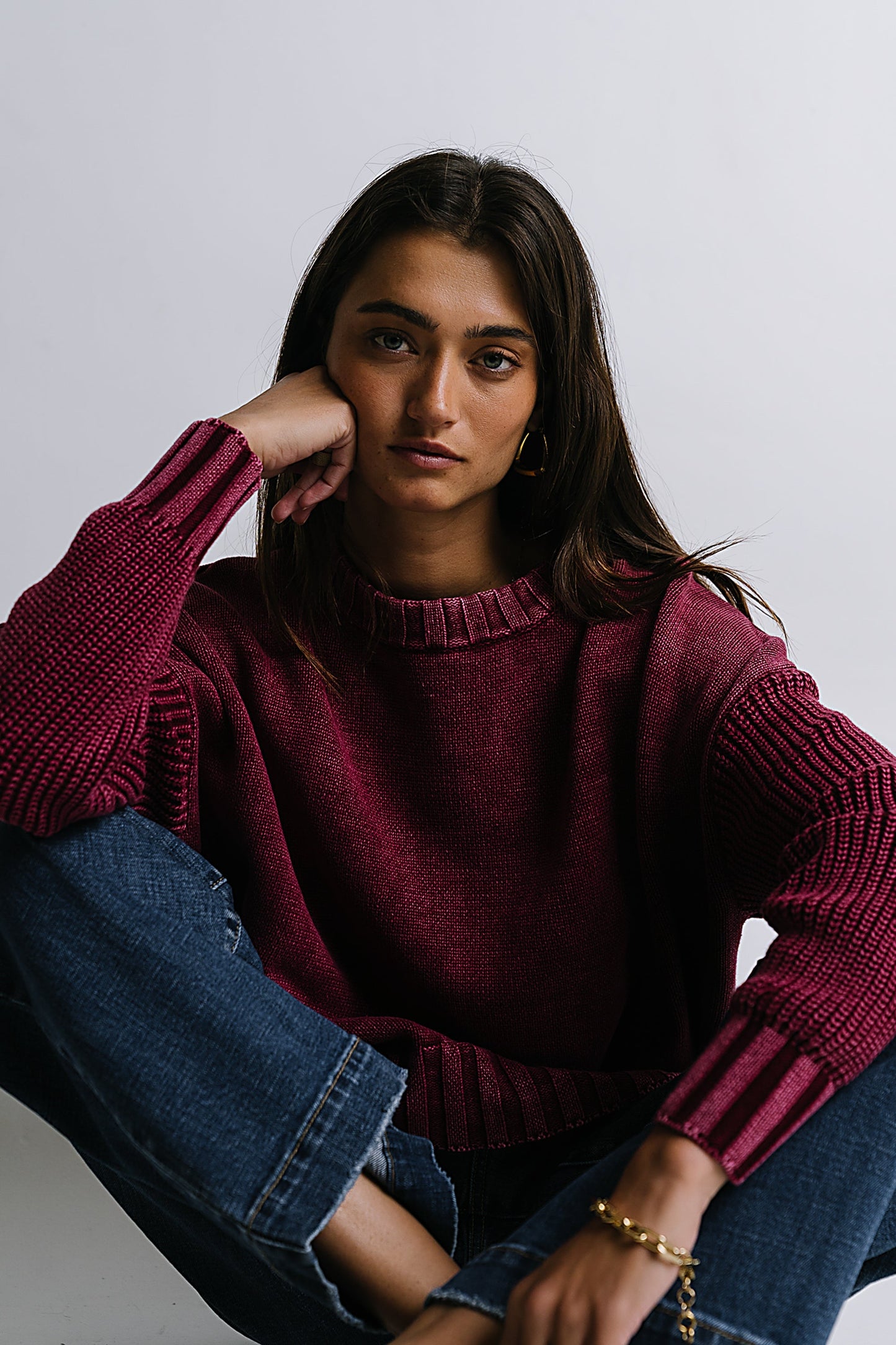 Payton Knit Sweater in Burgundy - FINAL SALE
