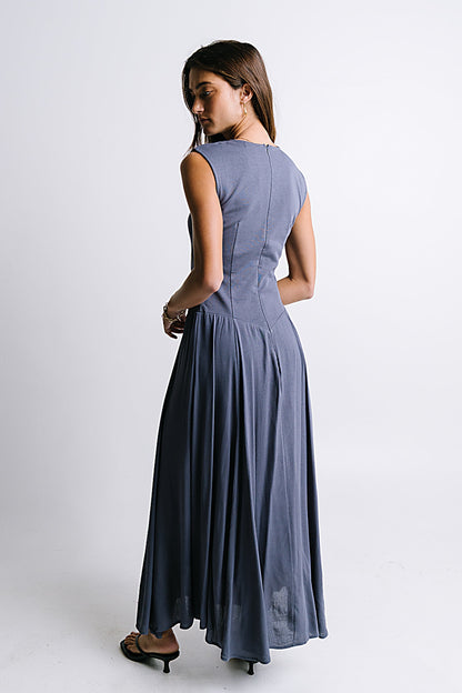 Charles Maxi Dress in Slate Blue - FINAL SALE
