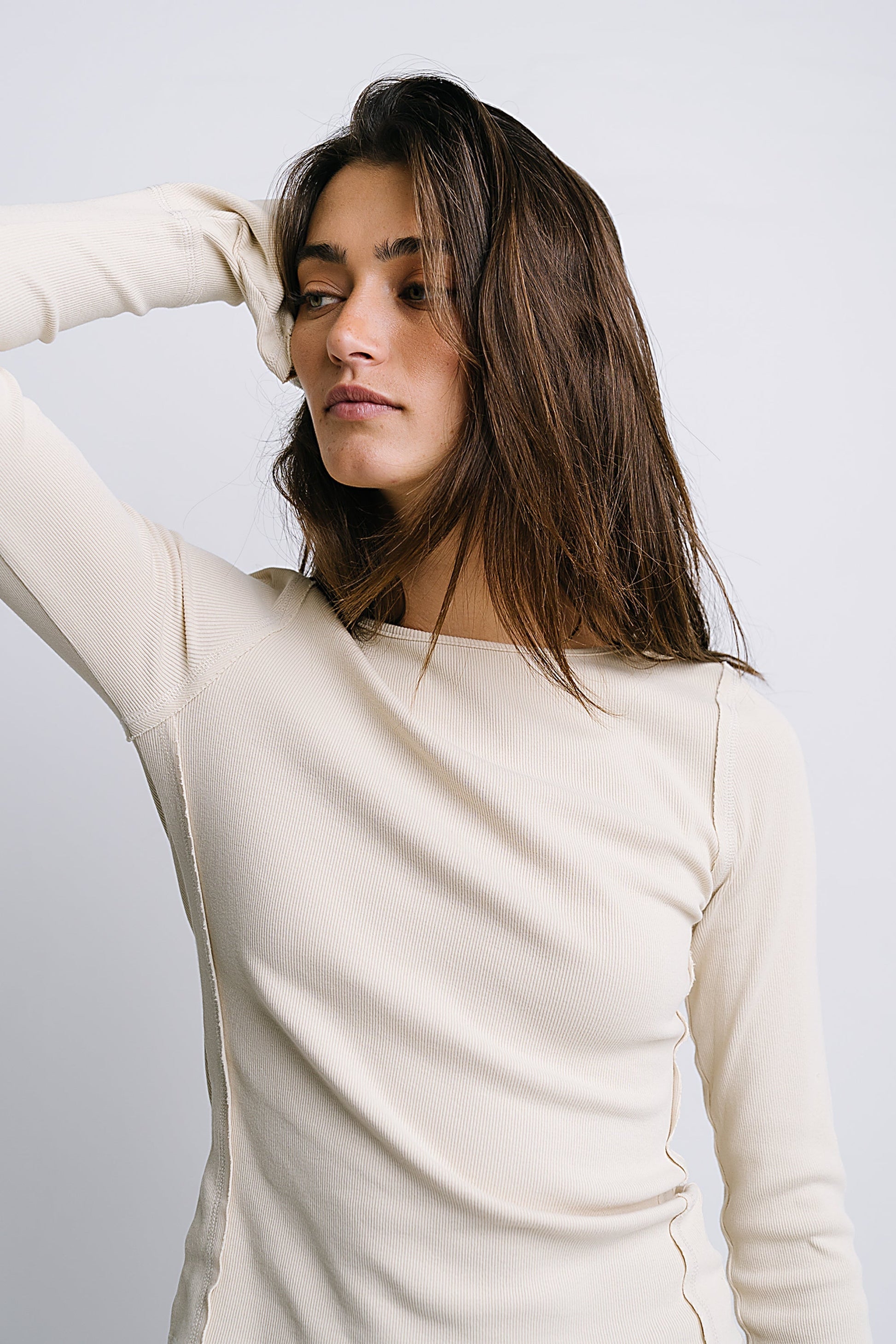 Toby Ribbed Top in Bone - FINAL SALE