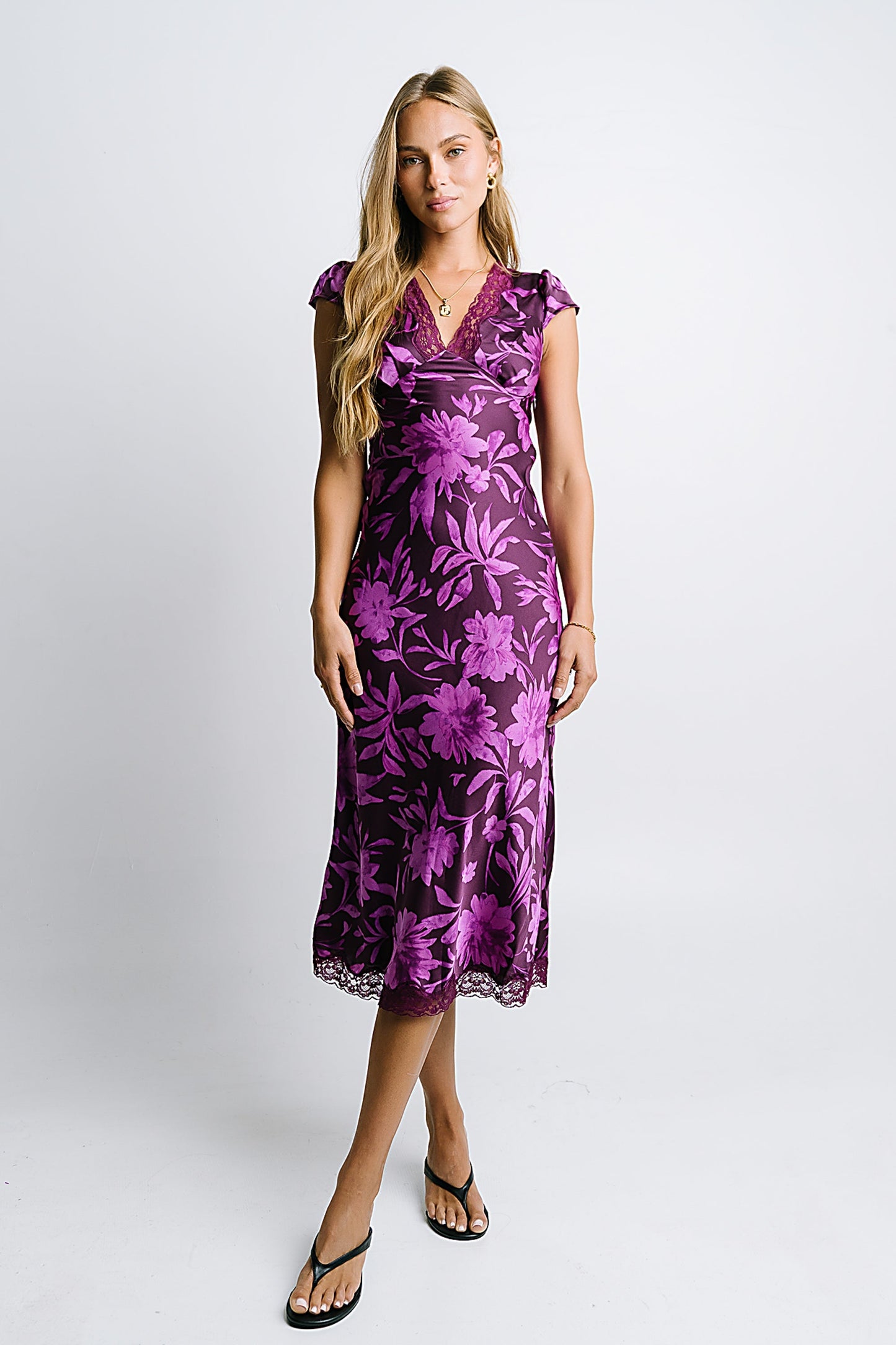 Cashe Lace Trim Maxi Dress