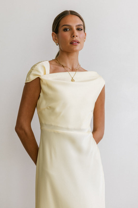 Rodney Asymmetrical Maxi Dress in Yellow