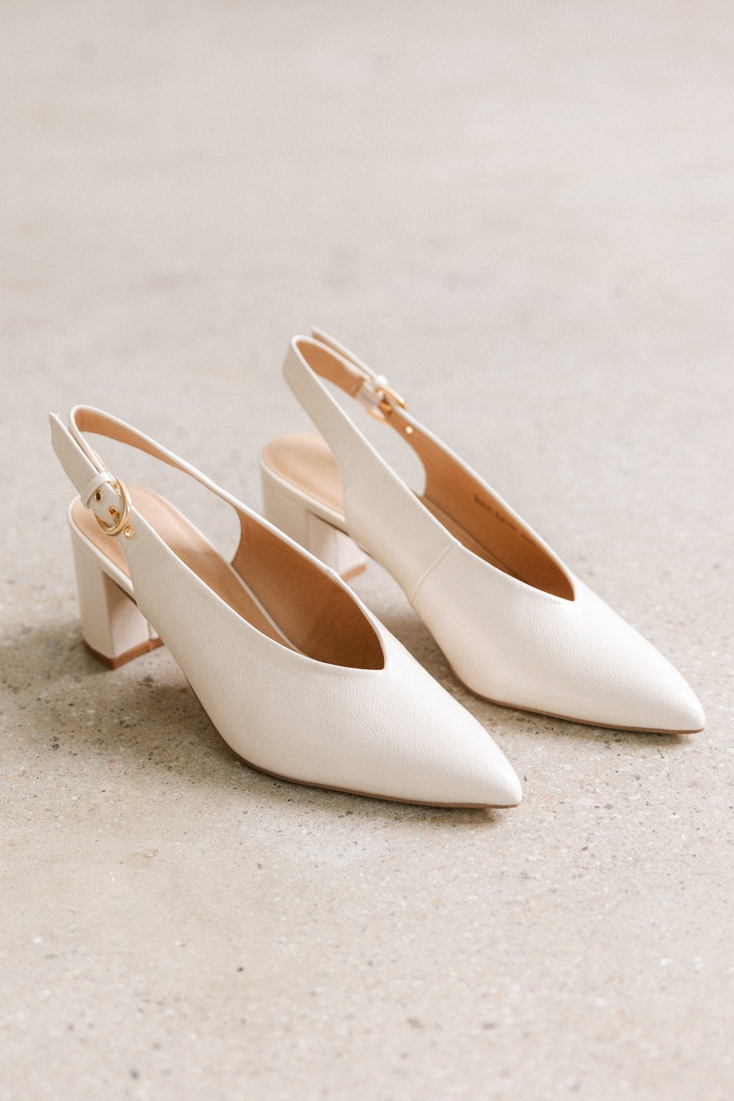 Candice Slingback Heels in Cream - FINAL SALE