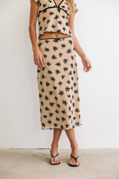 Tabitha Floral Mesh Midi Skirt - FINAL SALE