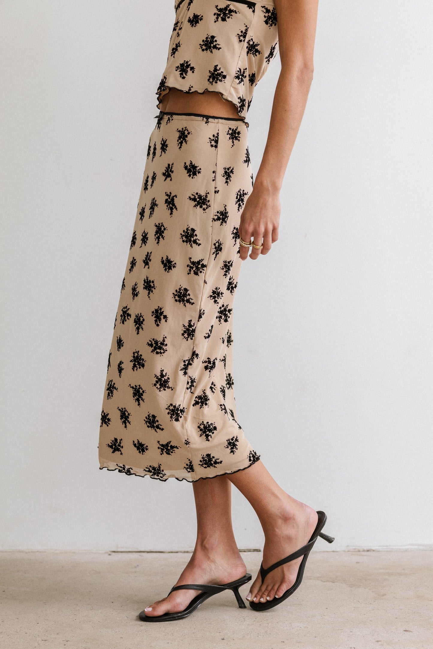 Tabitha Floral Mesh Midi Skirt - FINAL SALE