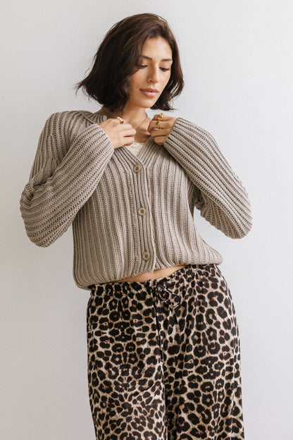 Katie Knit Cardigan in Tan